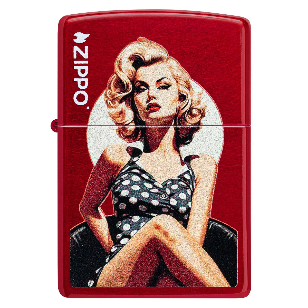 Zippo Lighter: Vintage Pin-up Girl - Candy Apple Red 46331 - Image 2