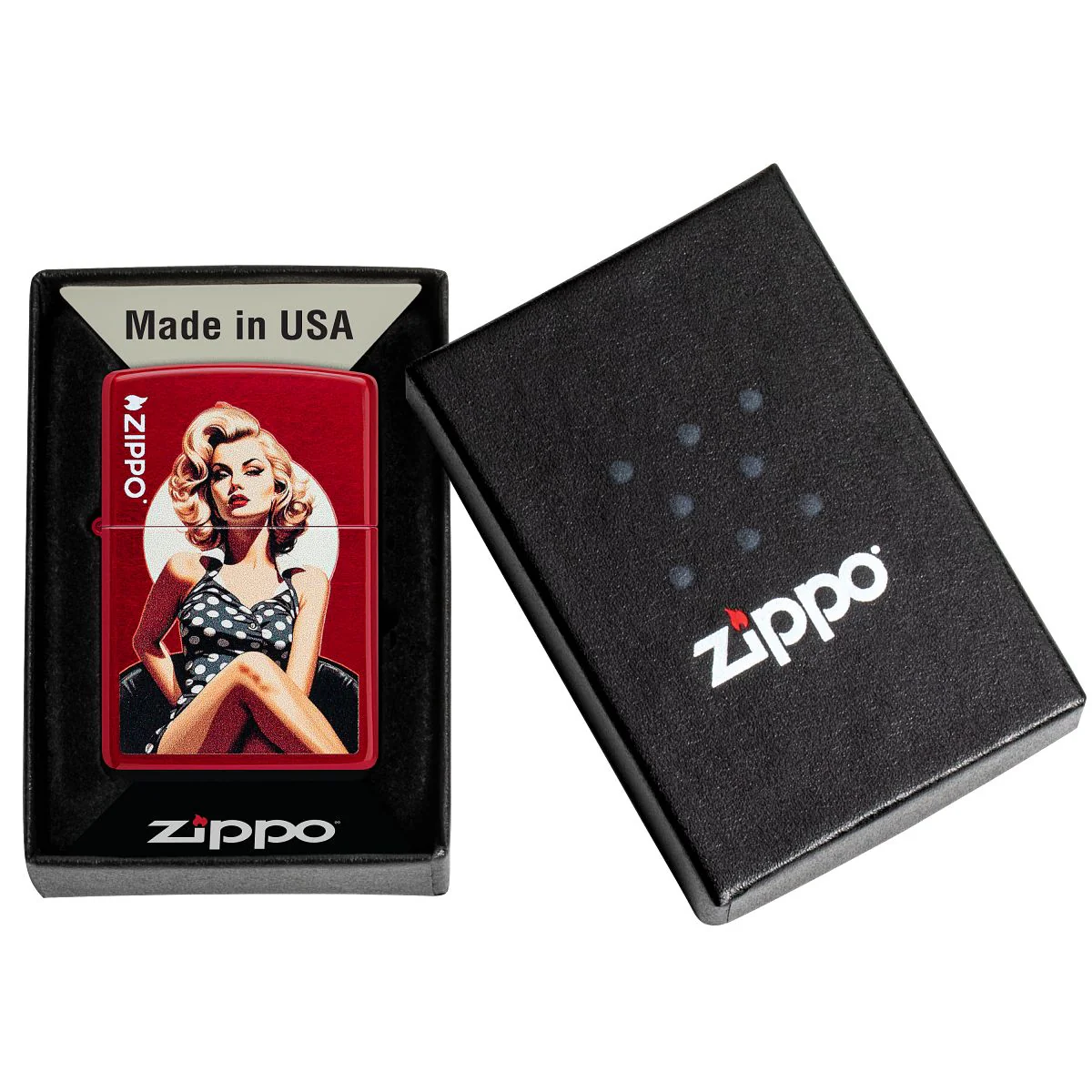 Zippo Lighter: Vintage Pin-up Girl - Candy Apple Red 46331 - Image 6