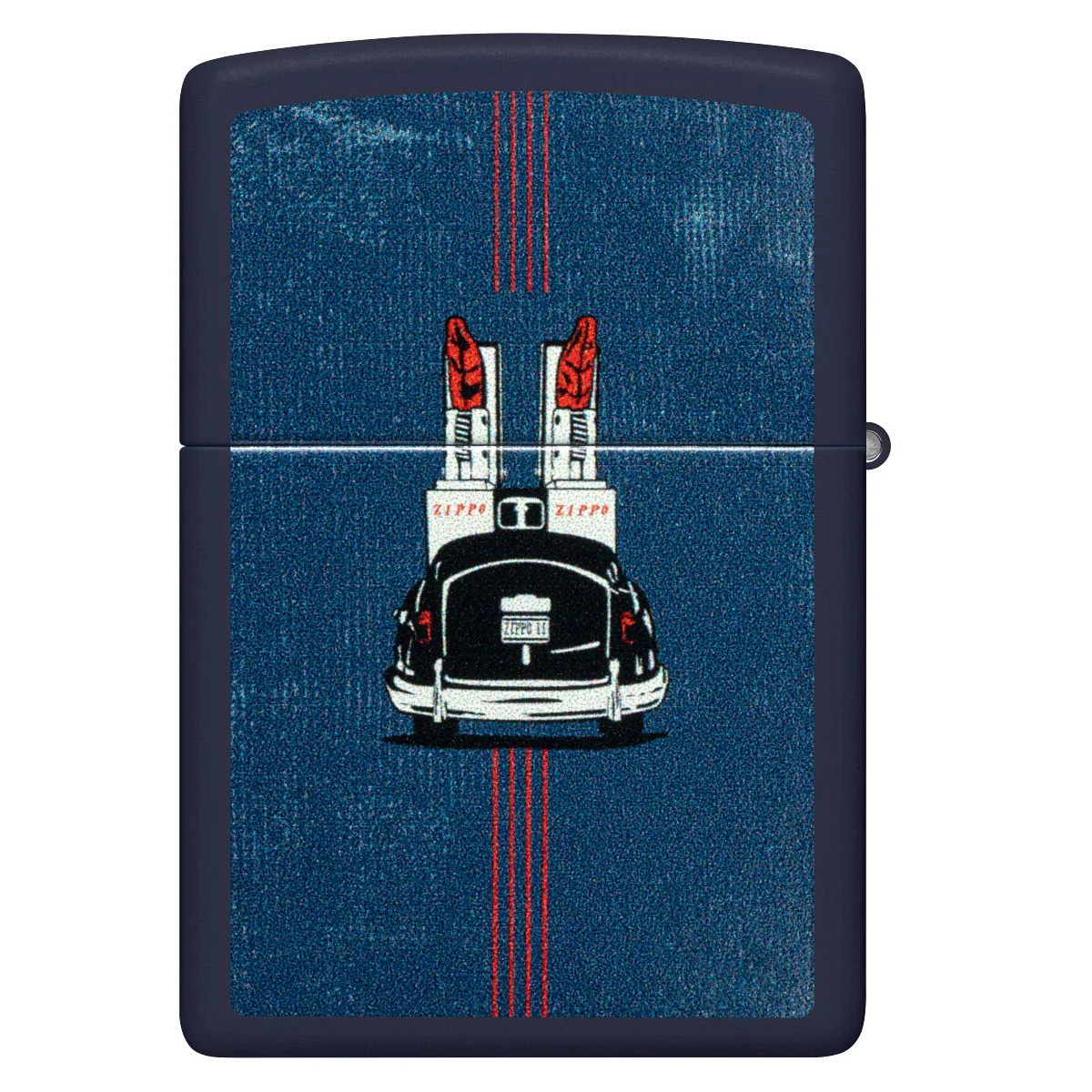 Zippo Lighter: Vintage Zippo Car, Two Sides - Navy Matte 46942 - Image 3