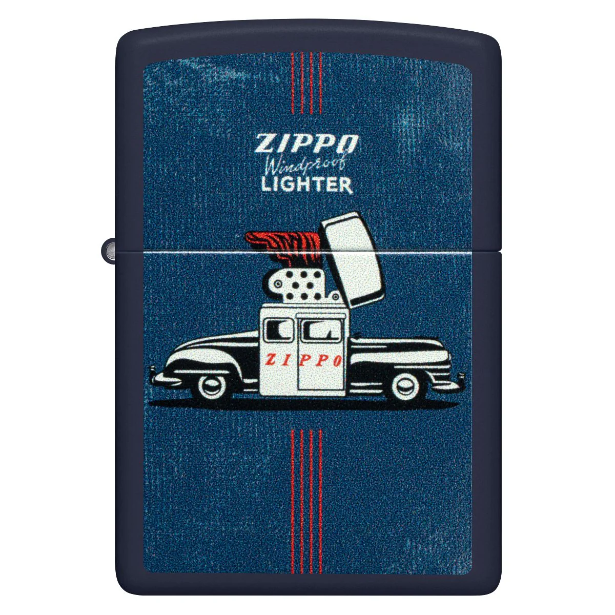 Zippo Lighter: Vintage Zippo Car, Two Sides - Navy Matte 46942 - Image 4