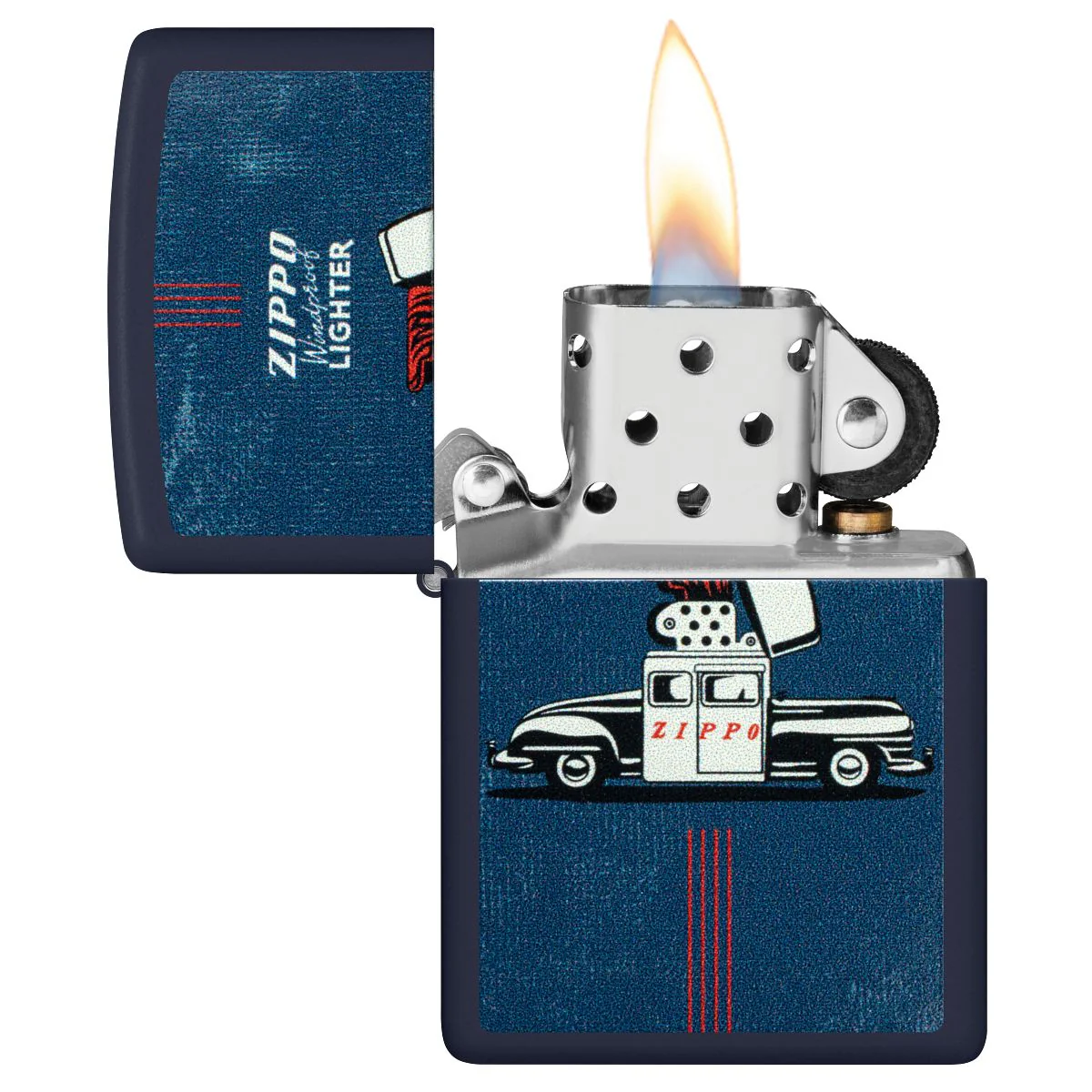 Zippo Lighter: Vintage Zippo Car, Two Sides - Navy Matte 46942 - Image 5