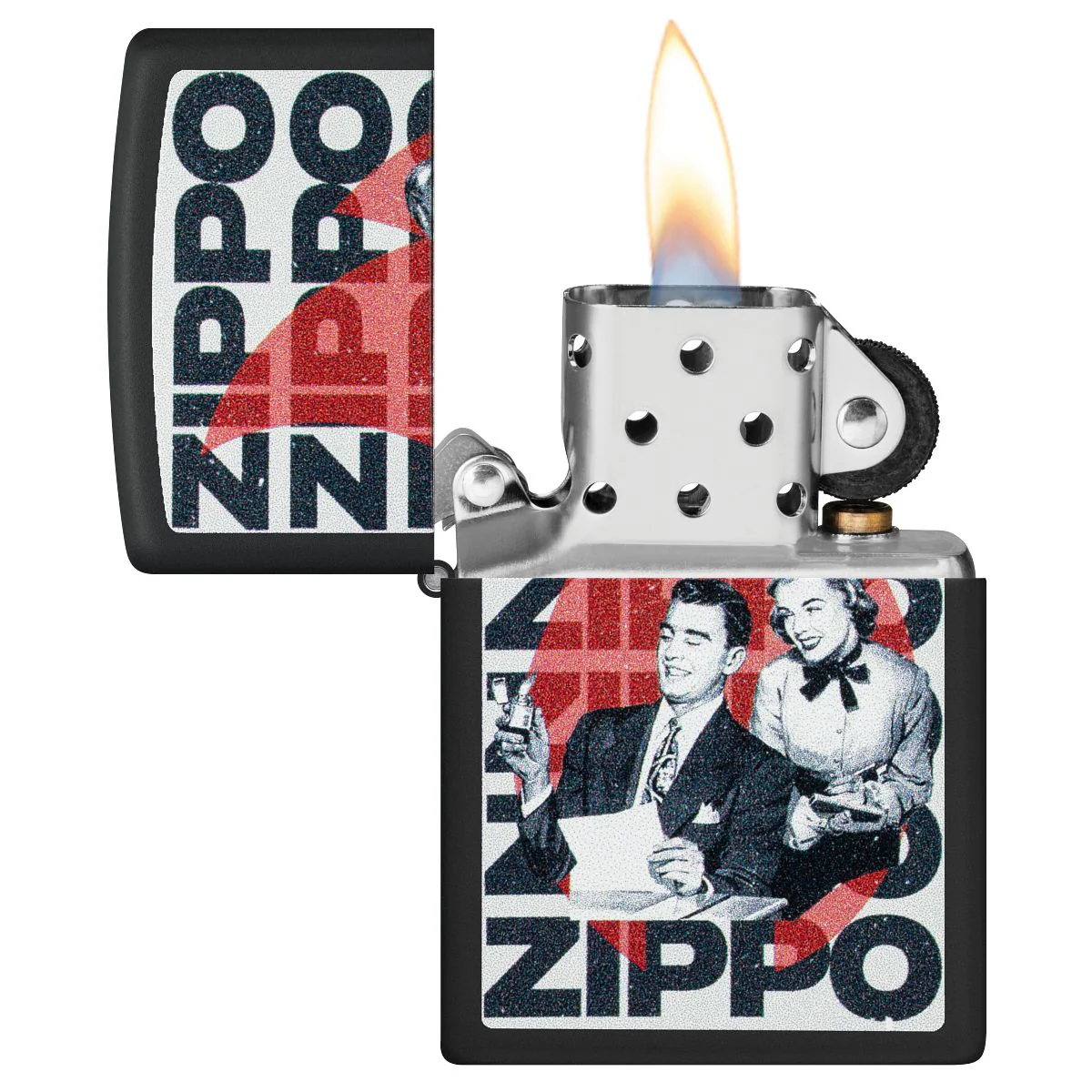Zippo Lighter: Vintage Zippo Design - Black Matte 46475 - Image 3