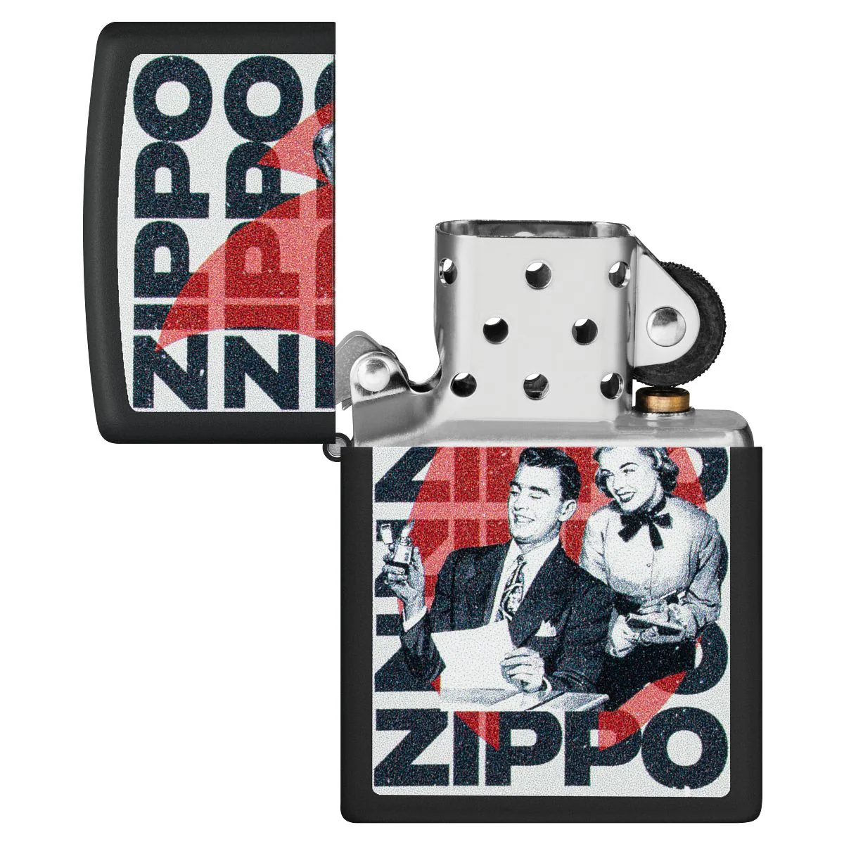 Zippo Lighter: Vintage Zippo Design - Black Matte 46475 - Image 4