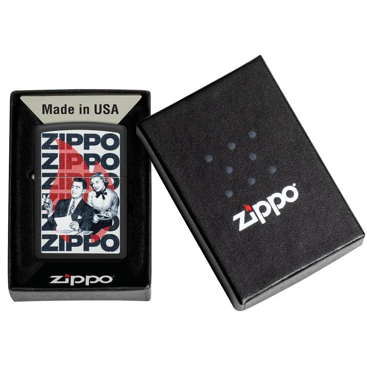 Zippo Lighter: Vintage Zippo Design - Black Matte 46475 - Image 6