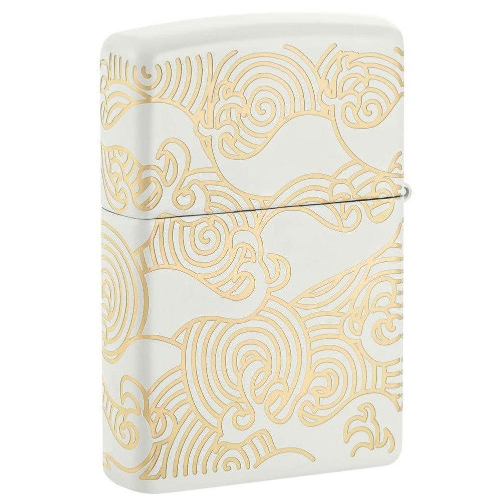 Zippo Lighter: Waves Design, Laser 360 - White Matte 48909 - Image 2