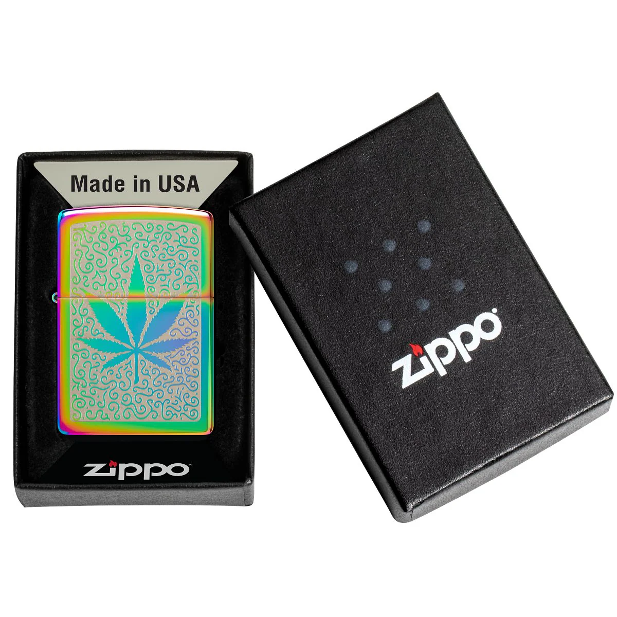 Zippo Lighter: Weed Leaf Design, Engraved - Multi-Color 48925 - Image 6