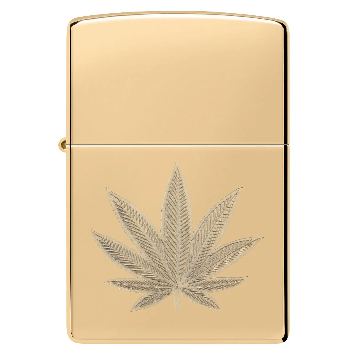 Zippo Lighter: Weed Leaf, Engraved - High Polish Brass 46560 - Image 2