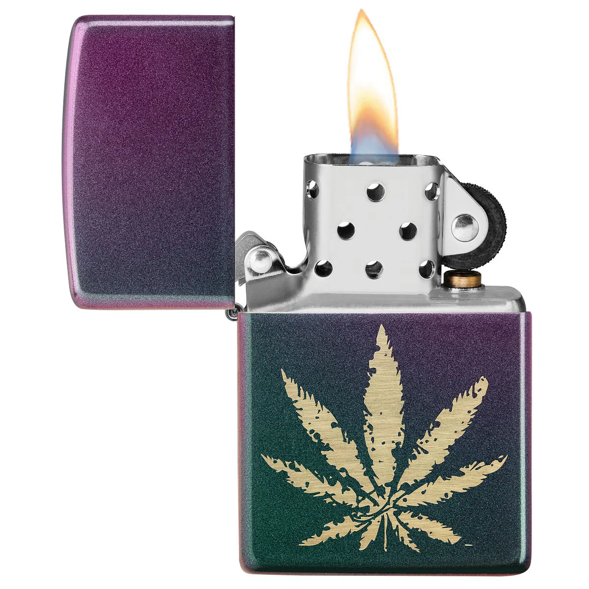 Zippo Lighter: Weed Leaf - Iridescent 49185 - Image 4