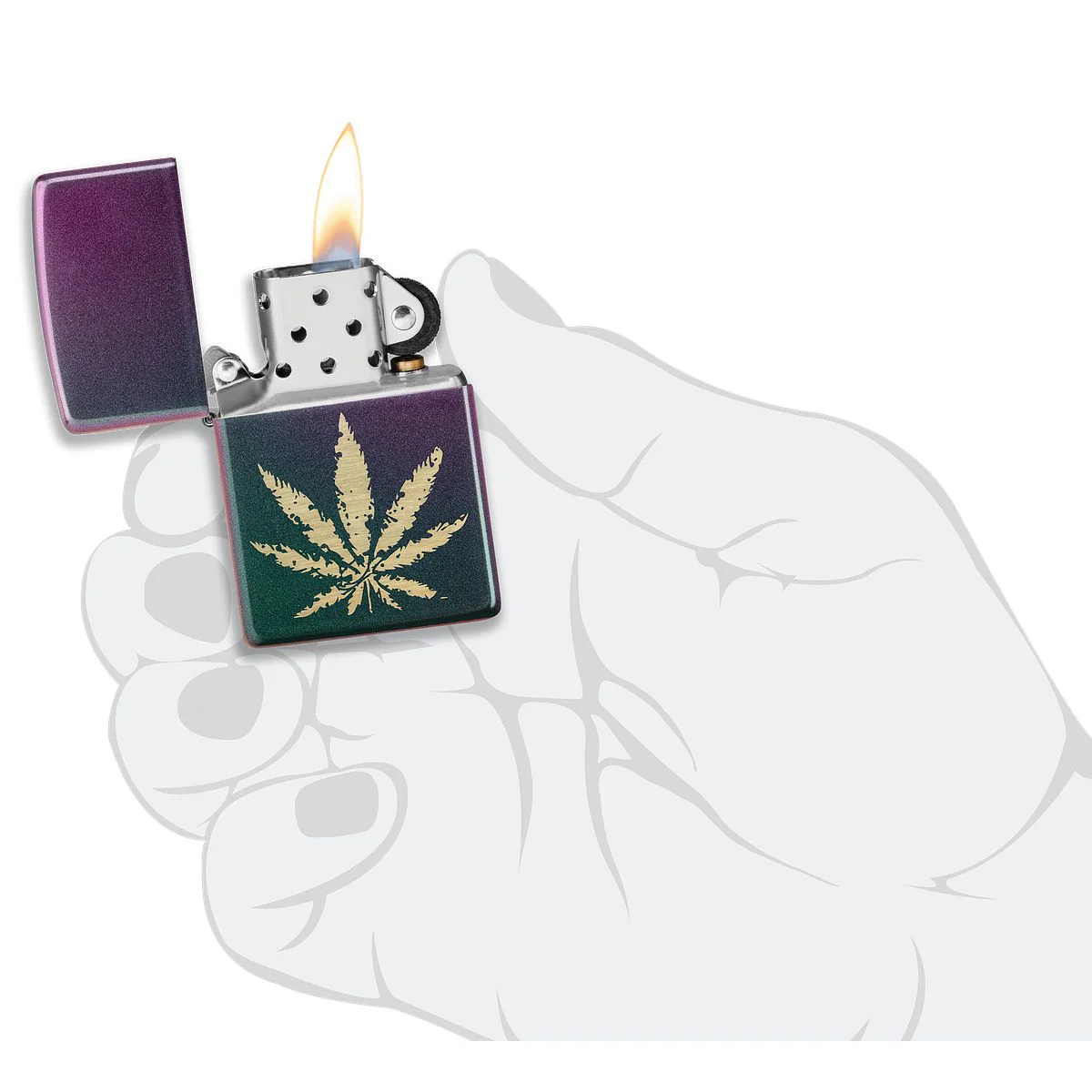 Zippo Lighter: Weed Leaf - Iridescent 49185 - Image 6