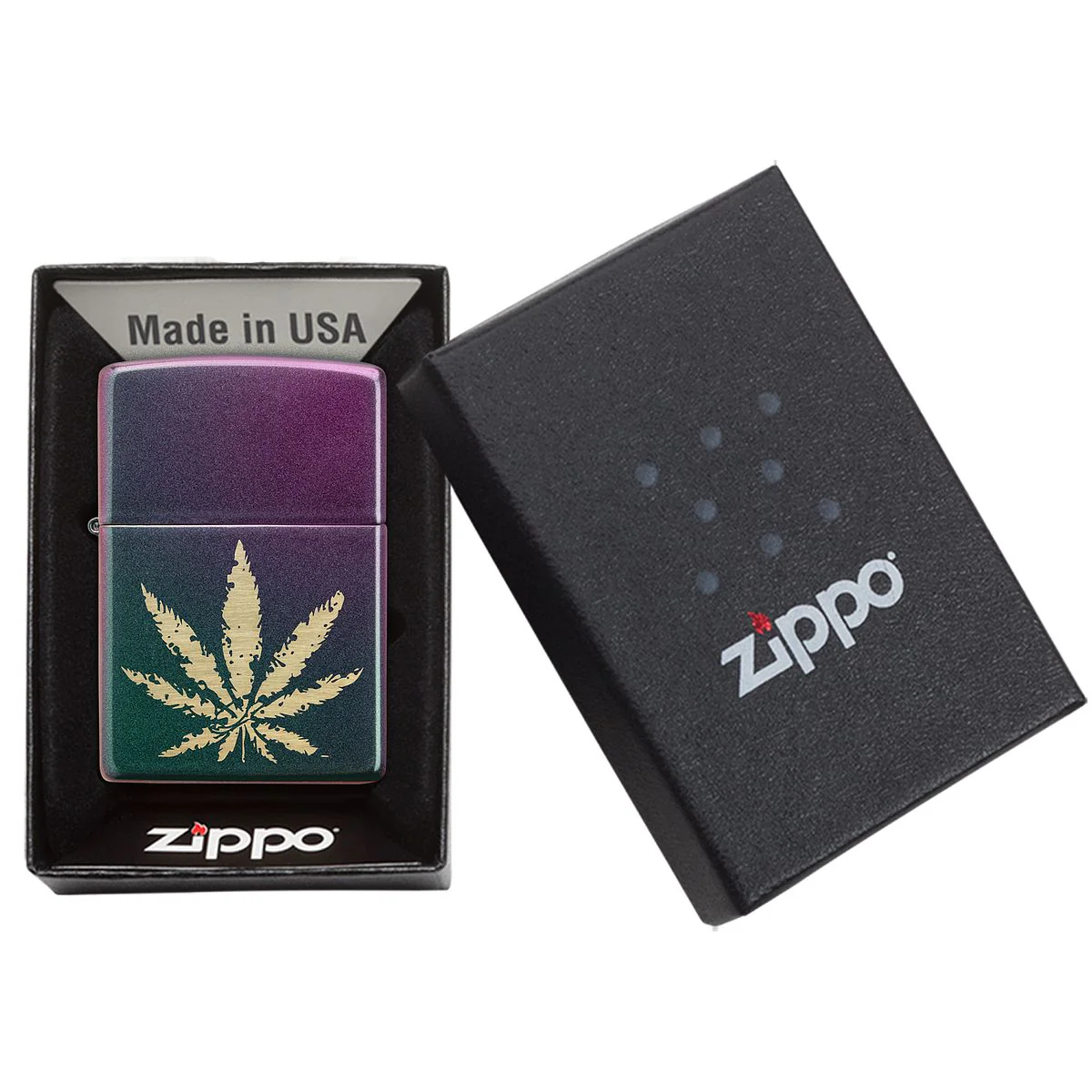 Zippo Lighter: Weed Leaf - Iridescent 49185 - Image 7