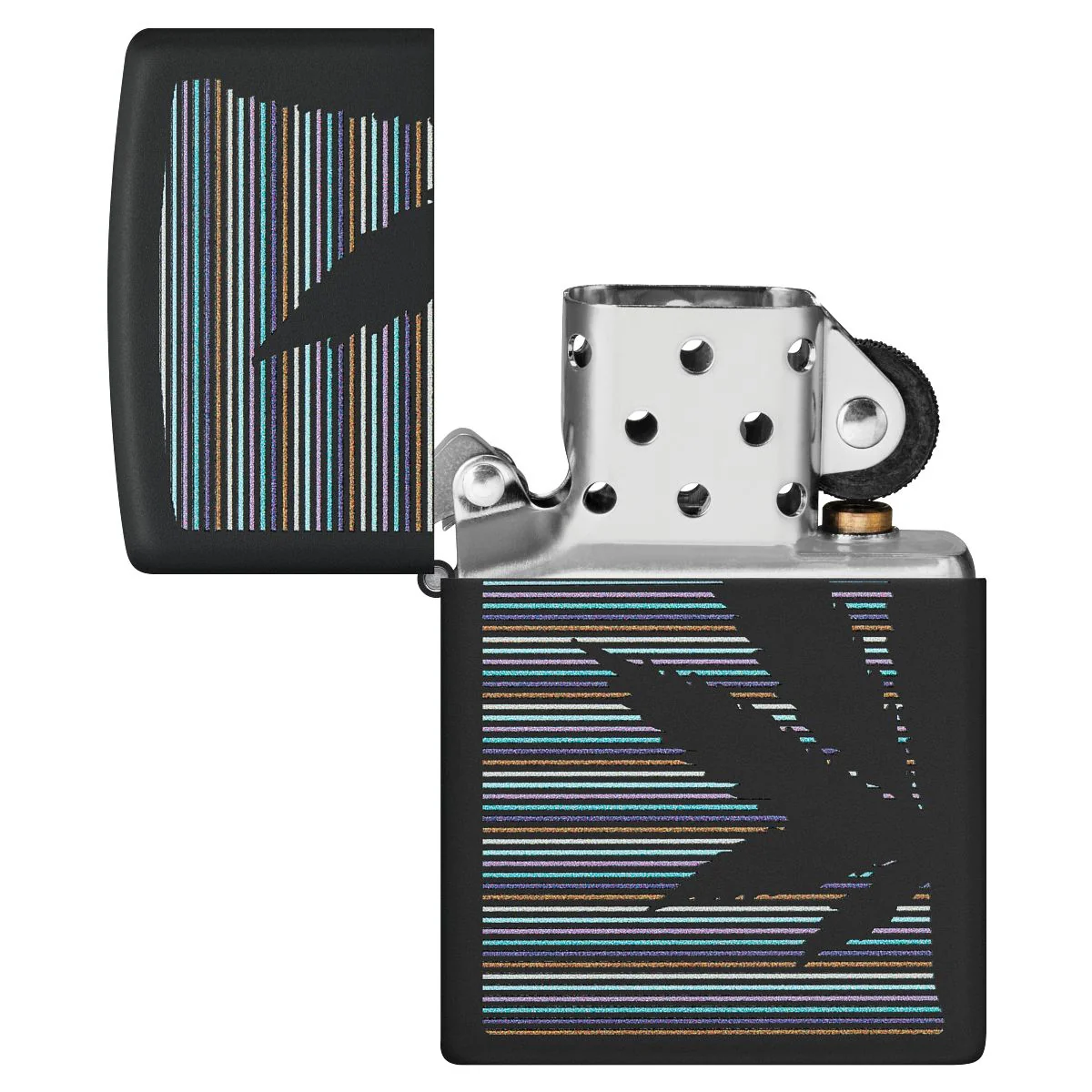 Zippo Lighter: Weed Leaf with Lines - Black Matte 48927 - Image 4