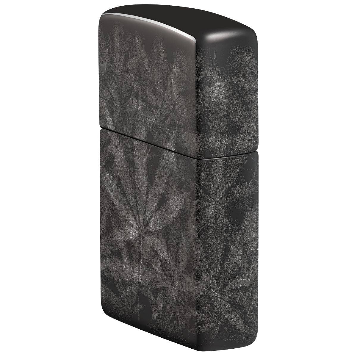 Zippo Lighter: Weed Leaved, Photo 360 - High Polish Black 48924 - Image 3