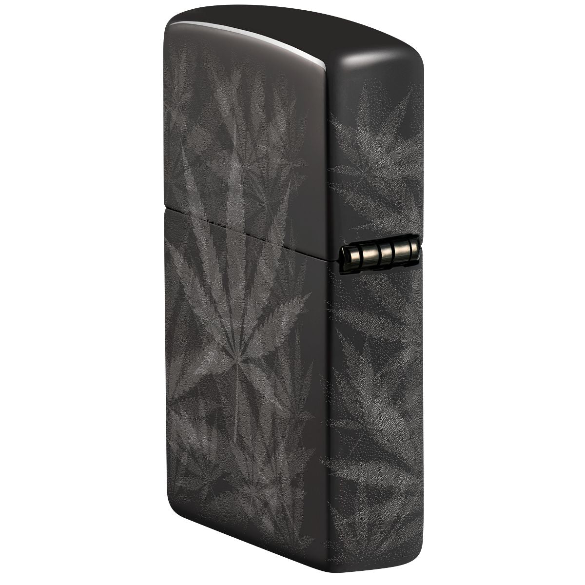 Zippo Lighter: Weed Leaved, Photo 360 - High Polish Black 48924 - Image 4
