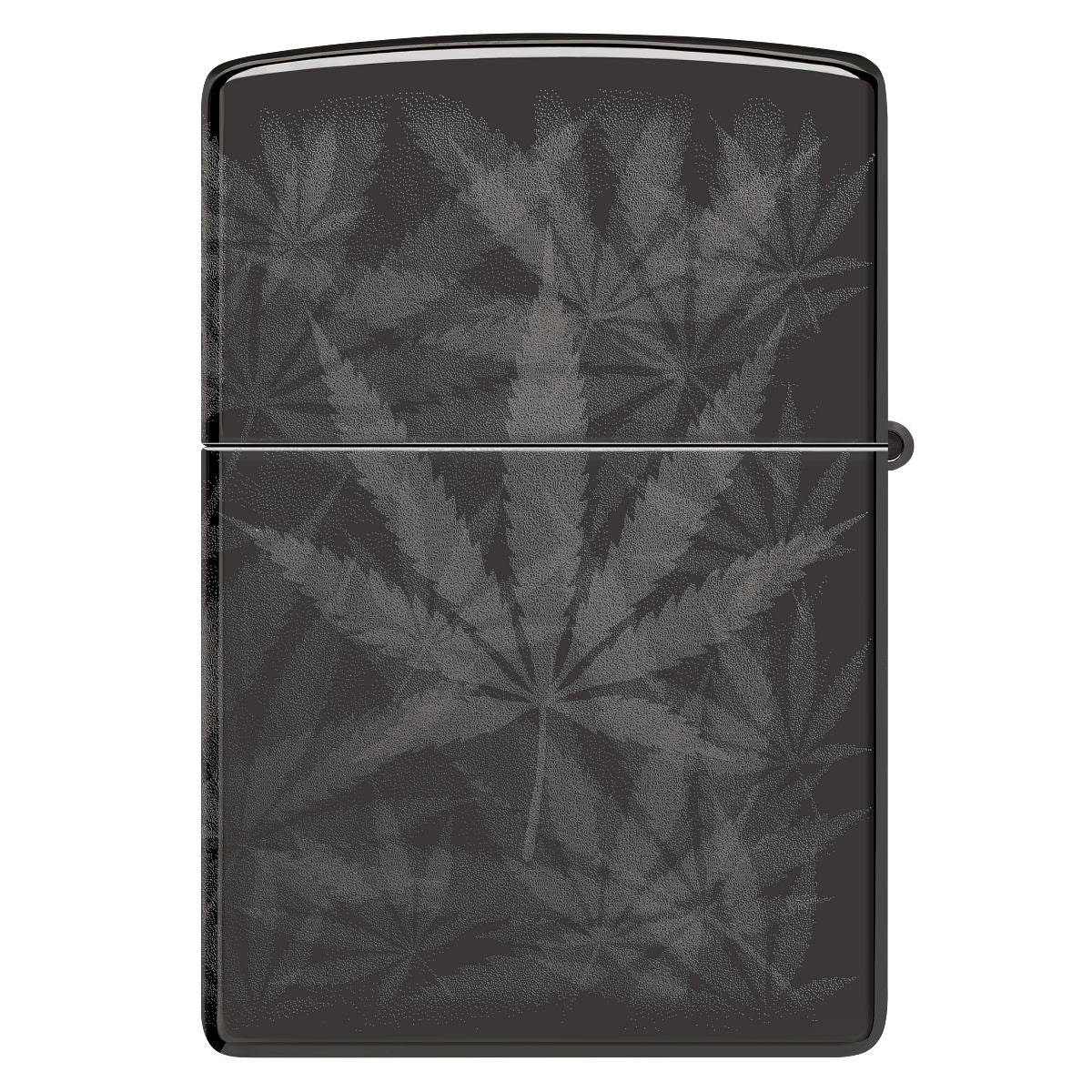 Zippo Lighter: Weed Leaved, Photo 360 - High Polish Black 48924 - Image 5