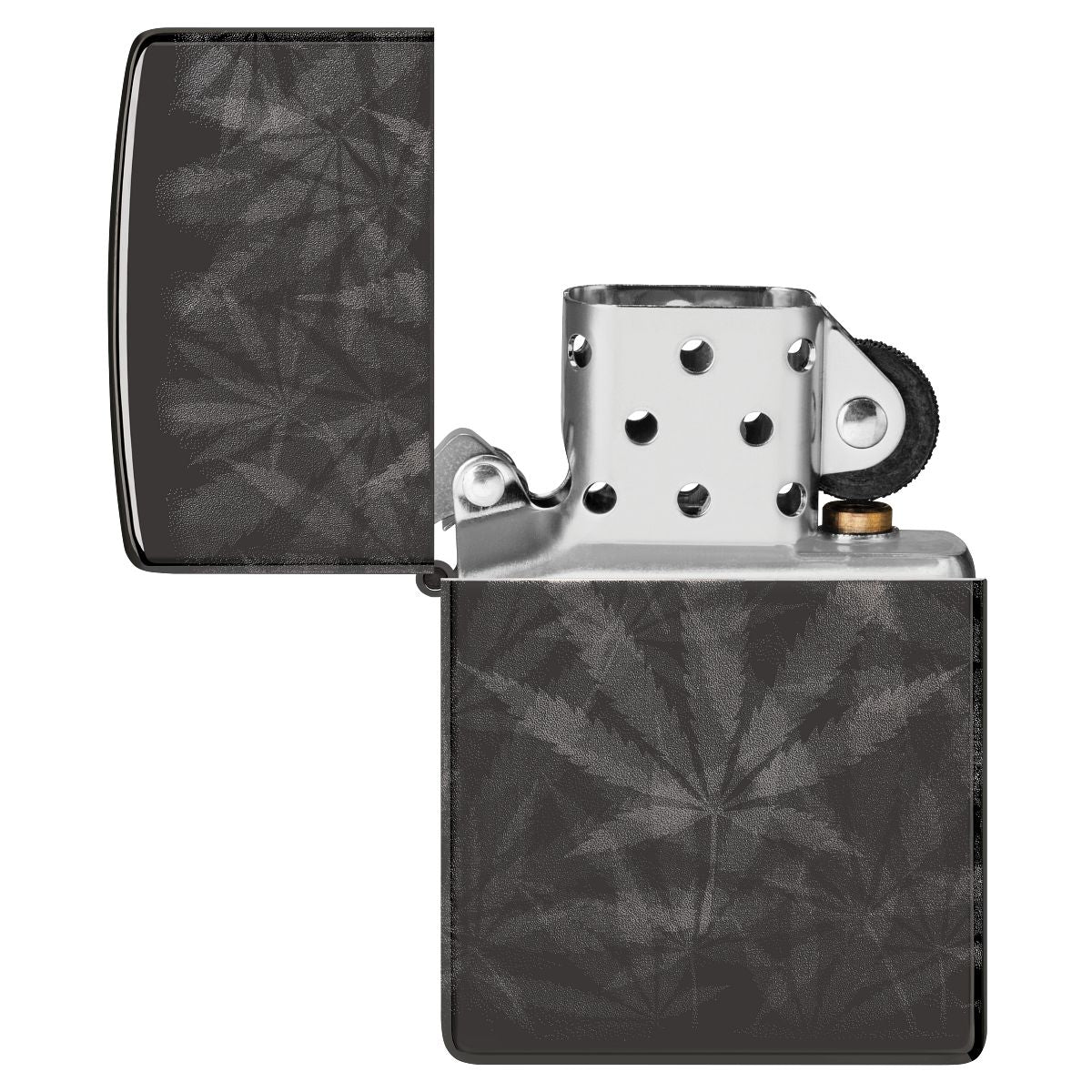 Zippo Lighter: Weed Leaved, Photo 360 - High Polish Black 48924 - Image 8