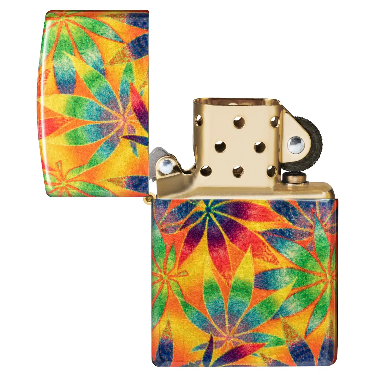 Zippo Lighter: Weed Leaves, 540 Fusion - 540 Tumbled Brass 48776 - Image 8