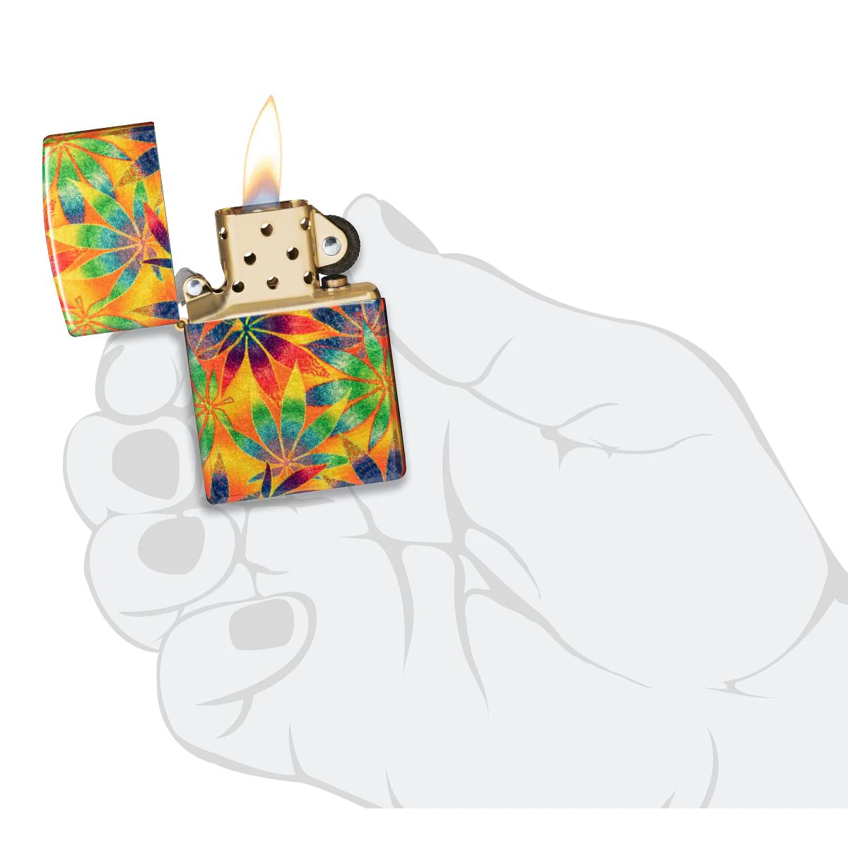 Zippo Lighter: Weed Leaves, 540 Fusion - 540 Tumbled Brass 48776 - Image 9