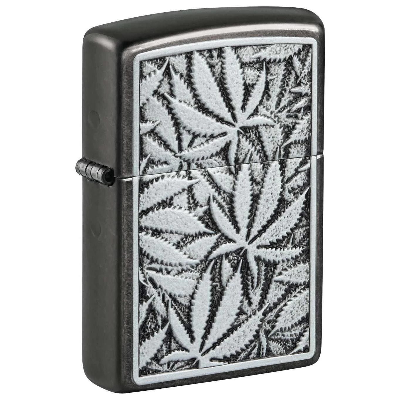 Zippo Lighter: Weed Leaves Emblem - Gray 48123