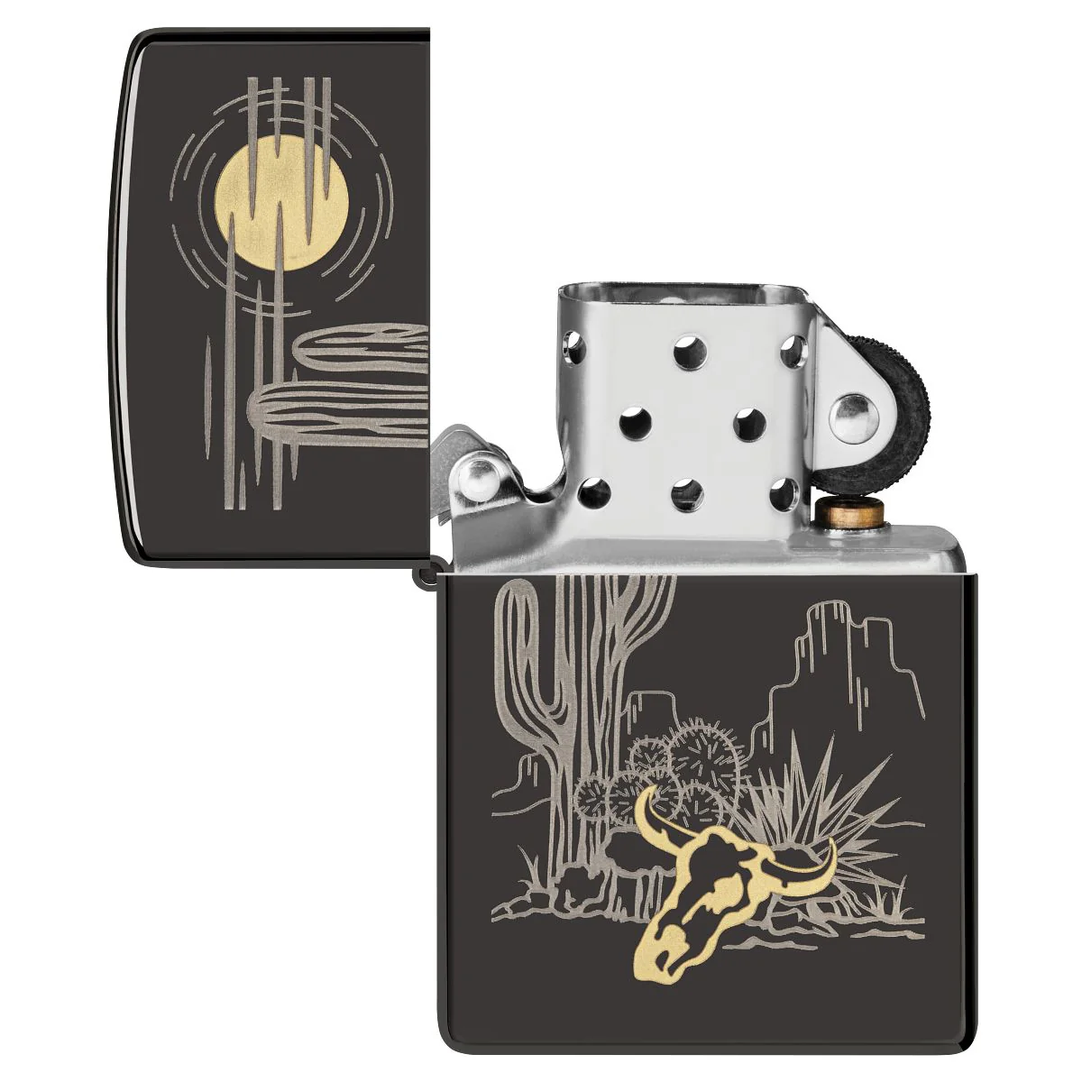 Zippo Lighter: Western Design, Engraved - High Polish Black 48968 - Image 4