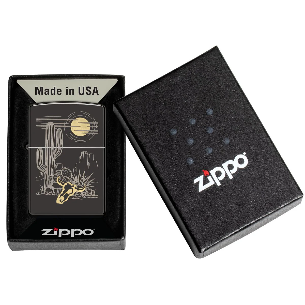 Zippo Lighter: Western Design, Engraved - High Polish Black 48968 - Image 6