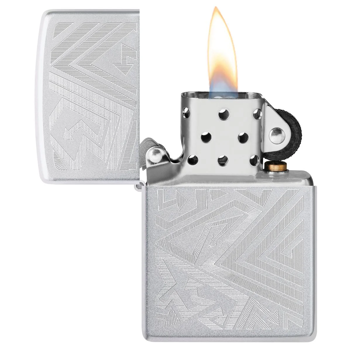 Zippo Lighter: Which Way? Design, Engraved - Satin Chrome 46481 - Image 3