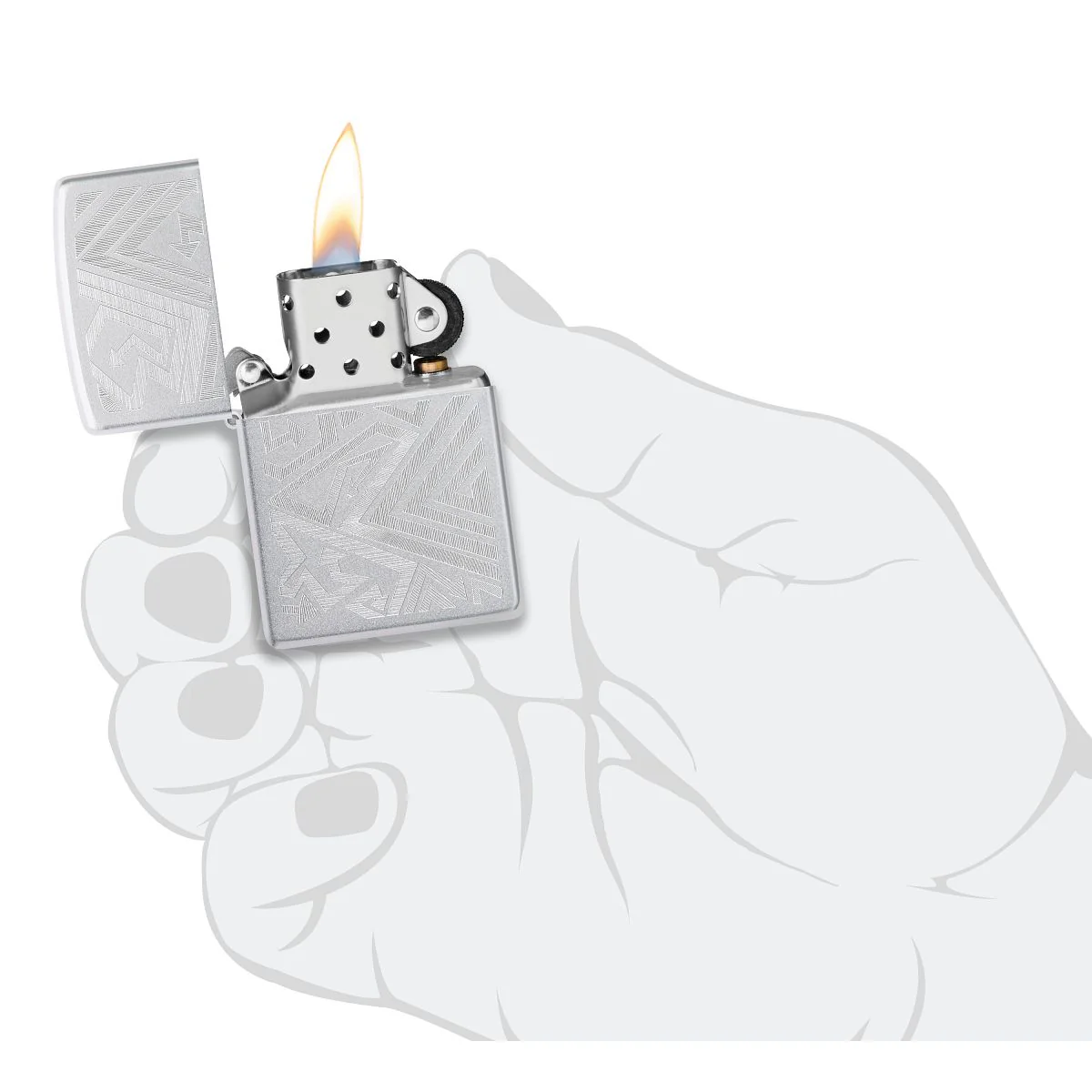Zippo Lighter: Which Way? Design, Engraved - Satin Chrome 46481 - Image 5