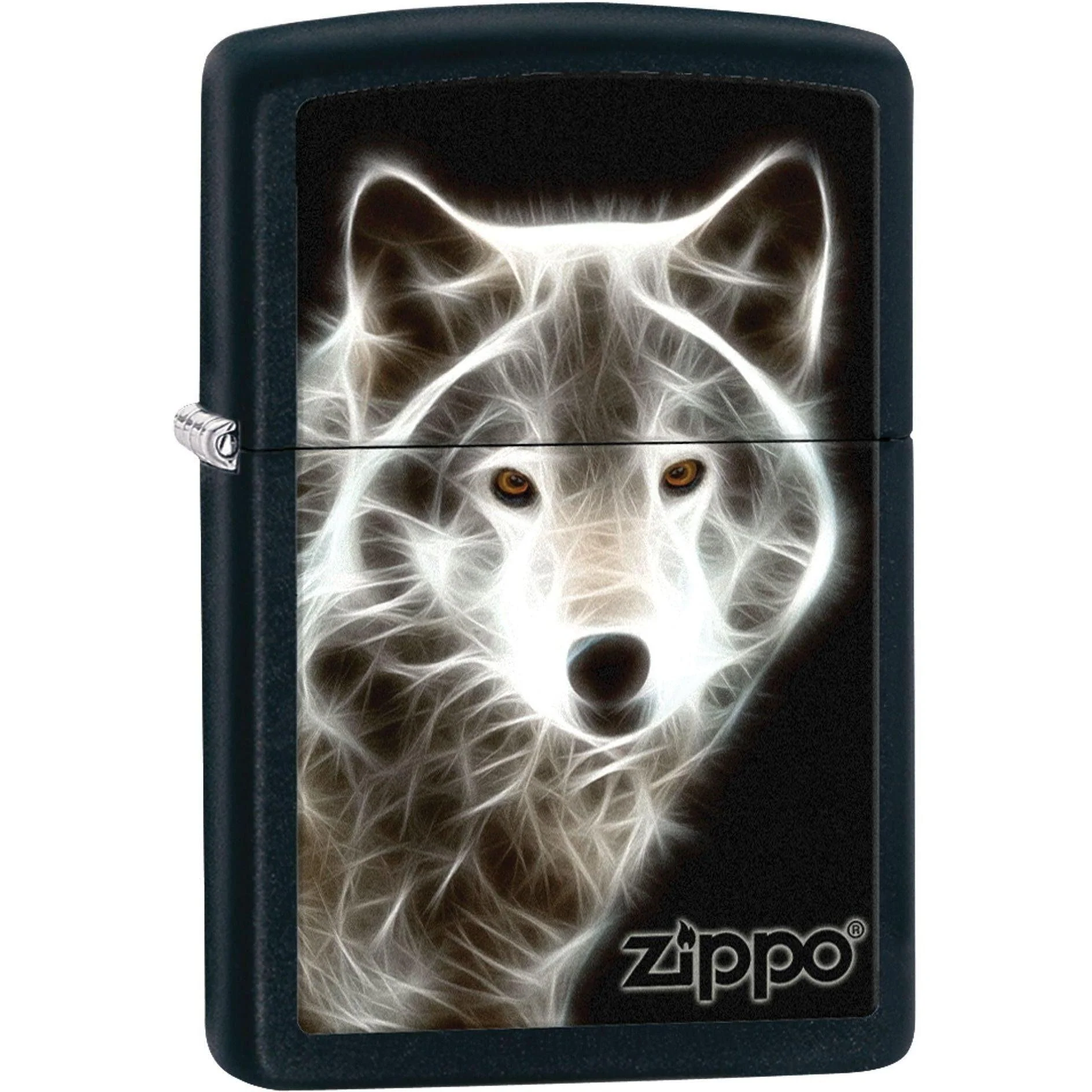 Zippo Lighter: White Wolf - Black Matte 81591