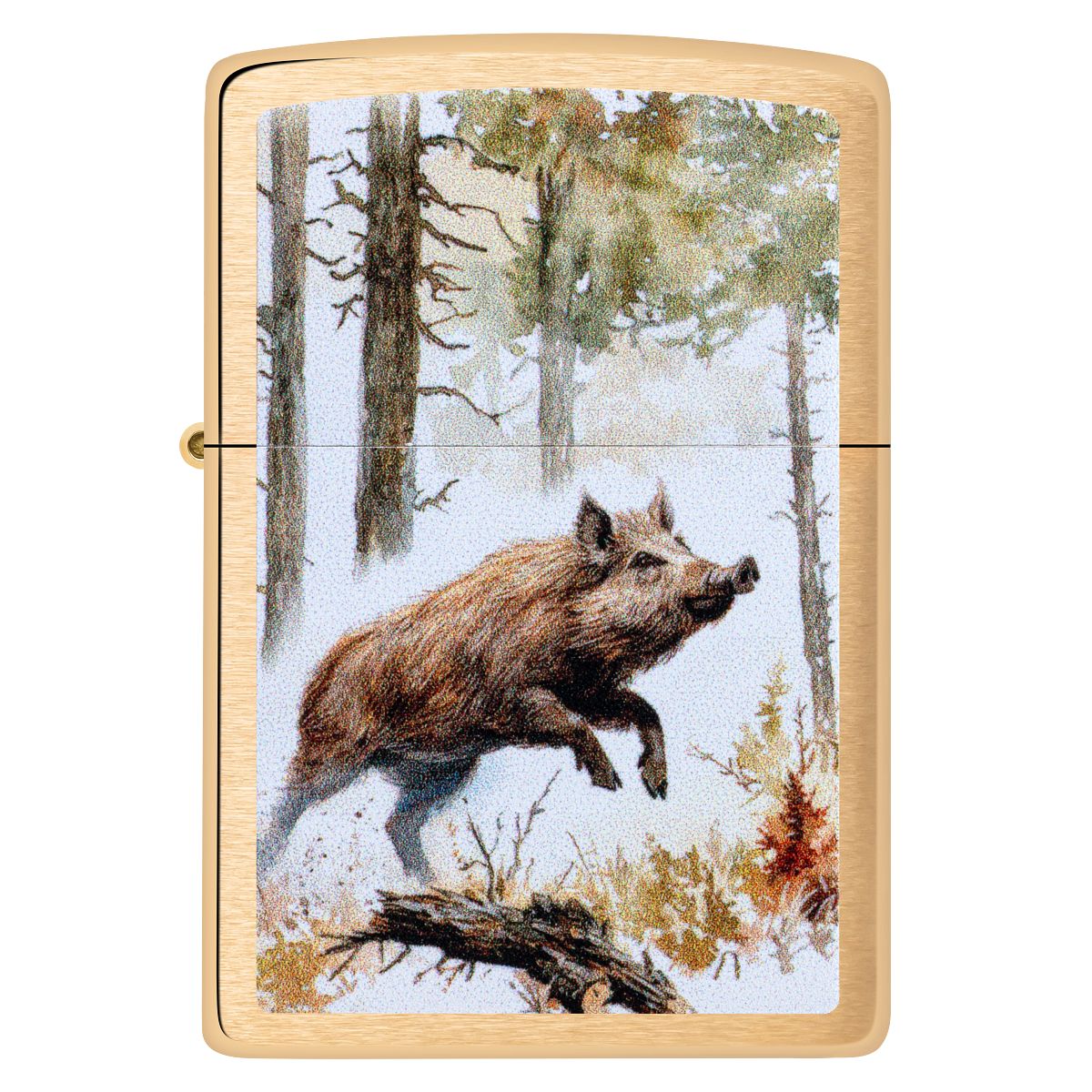 Zippo Lighter: Wild Boar - Brushed Brass 46878 - Image 2
