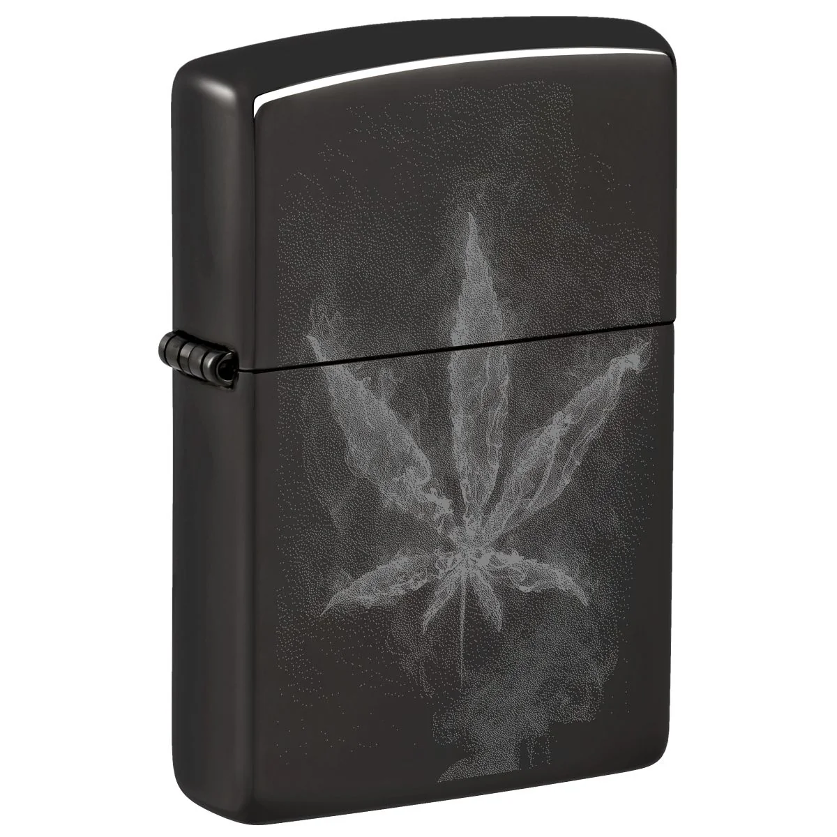 Zippo Lighter: Wispy Weed Leaf - High Polish Black 46823