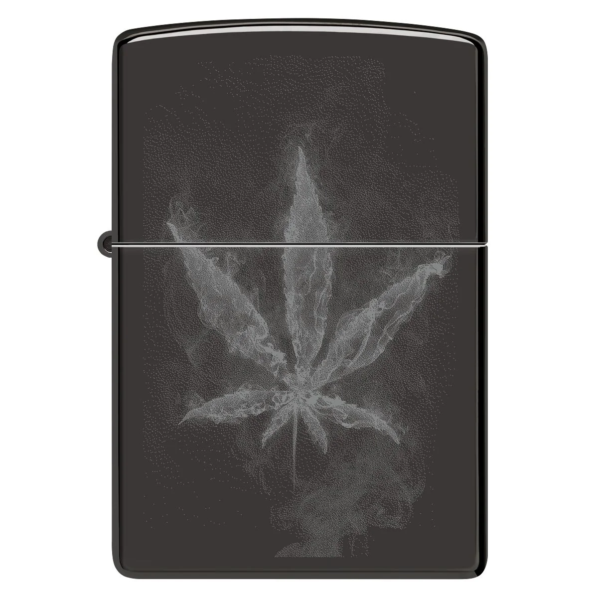Zippo Lighter: Wispy Weed Leaf - High Polish Black 46823 - Image 2