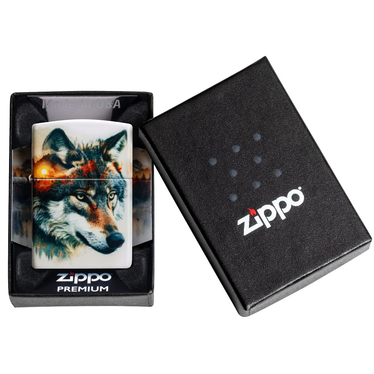 Zippo Lighter: Wolf and Mountains - 540 Color 46866 - Image 10
