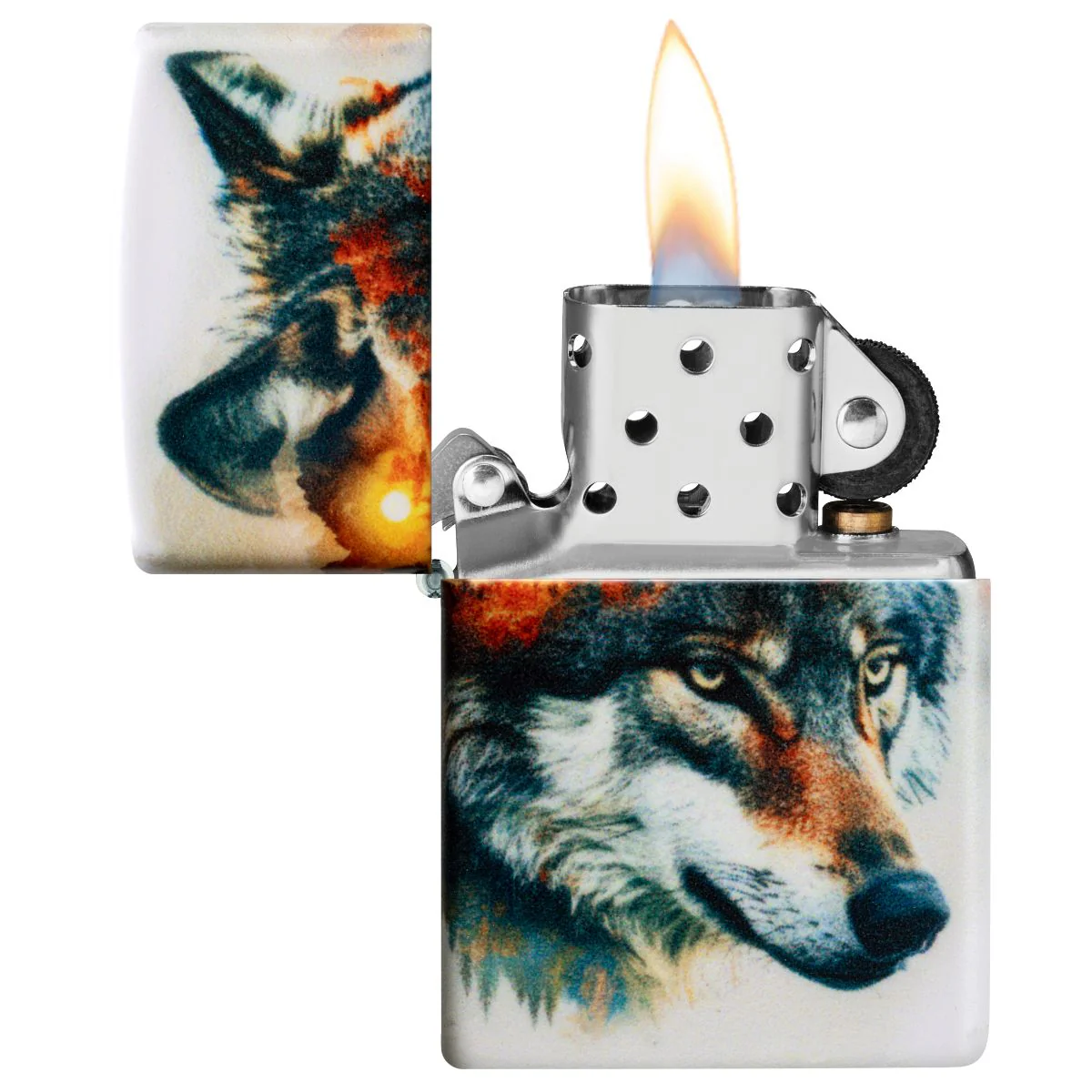 Zippo Lighter: Wolf and Mountains - 540 Color 46866 - Image 7