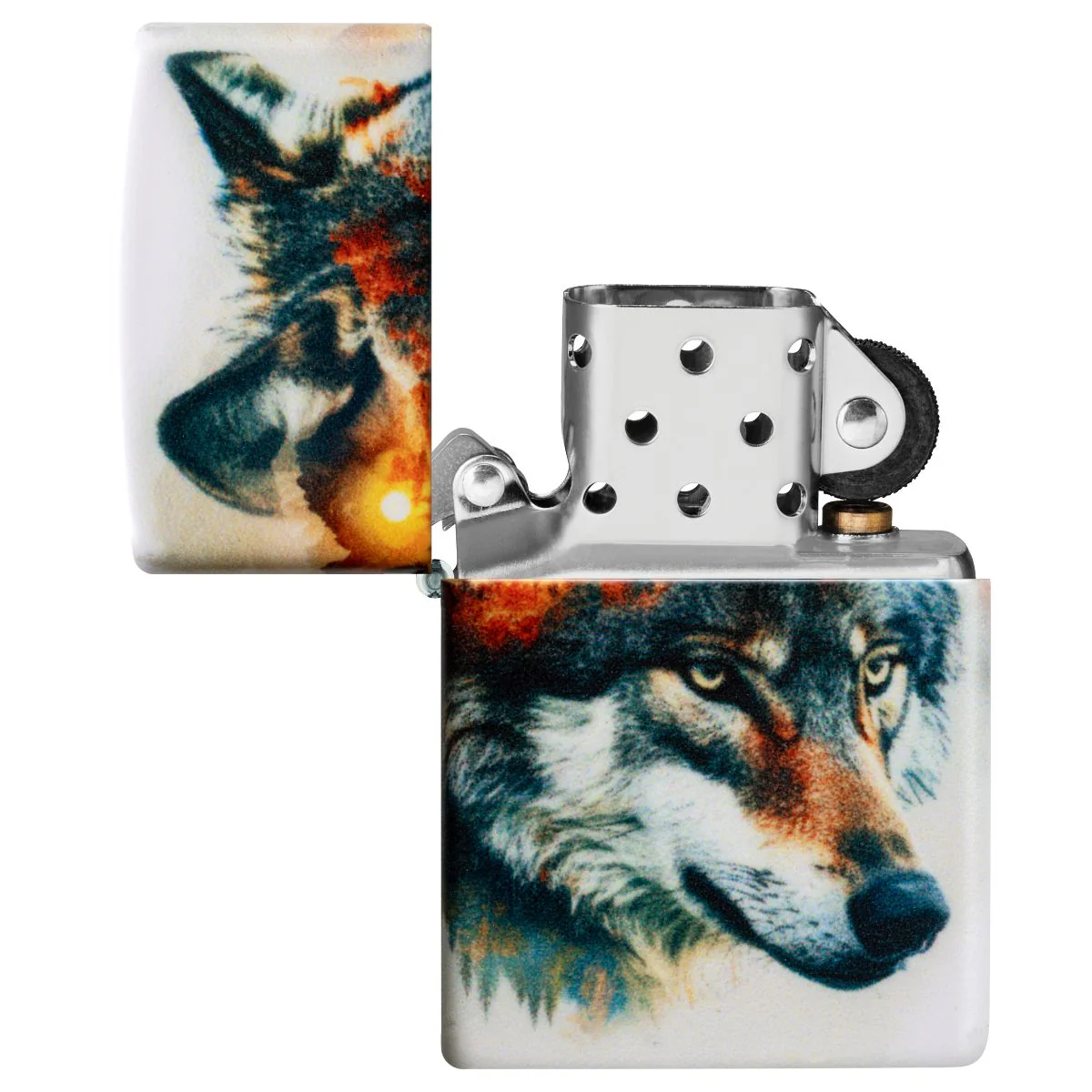Zippo Lighter: Wolf and Mountains - 540 Color 46866 - Image 8