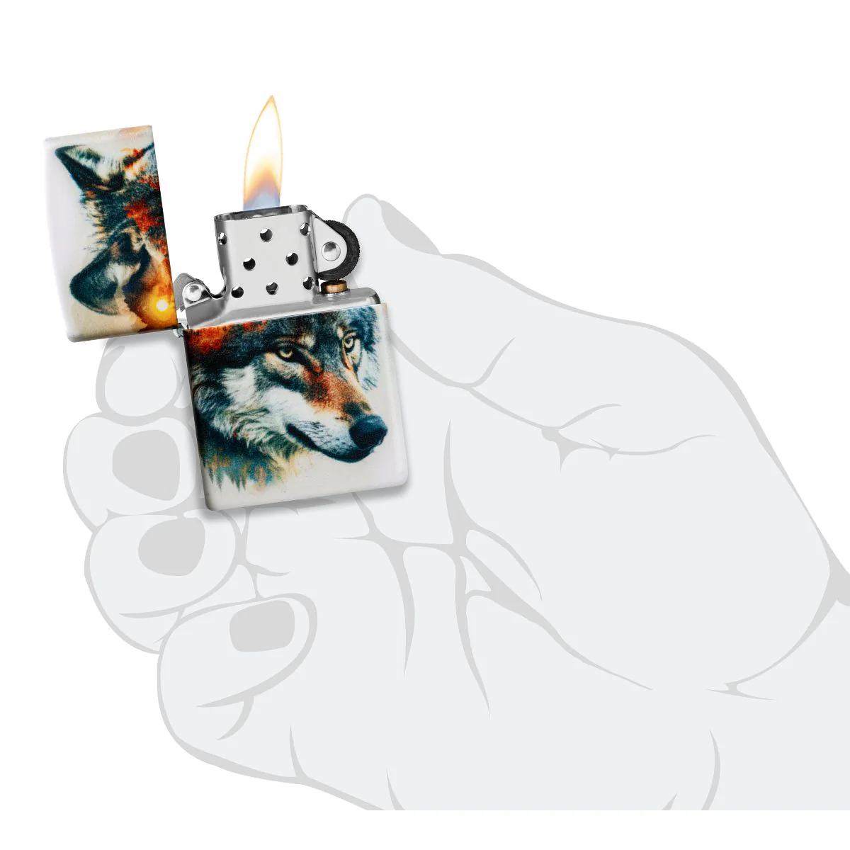 Zippo Lighter: Wolf and Mountains - 540 Color 46866 - Image 9