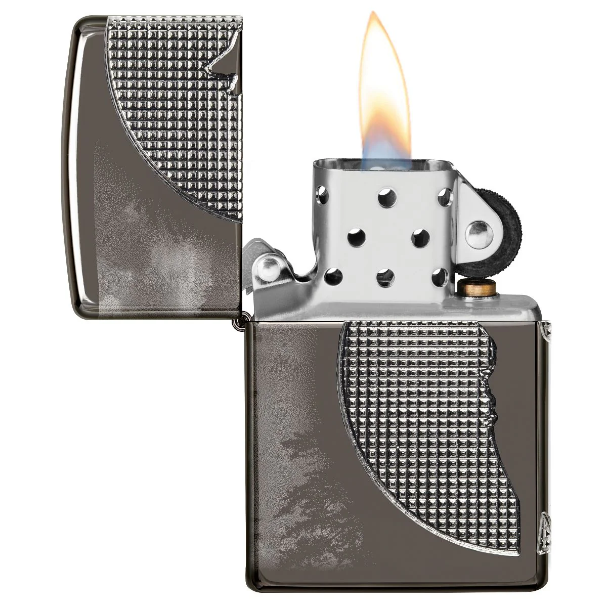 Zippo Lighter: Wolf Howling, Armor Multicut - High Polish Black Ice 49353 - Image 7