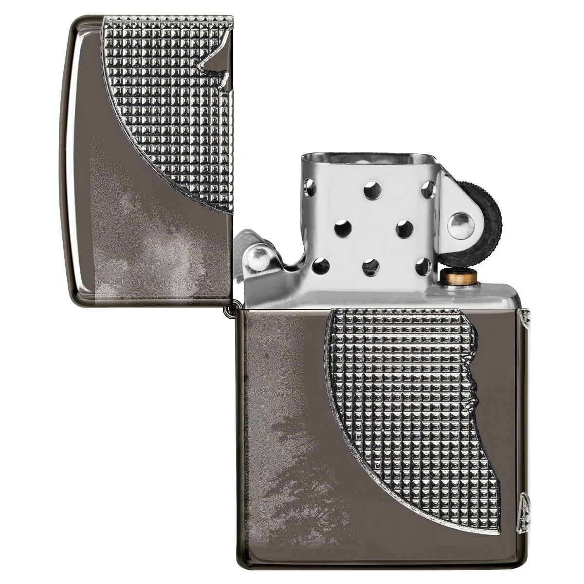 Zippo Lighter: Wolf Howling, Armor Multicut - High Polish Black Ice 49353 - Image 8