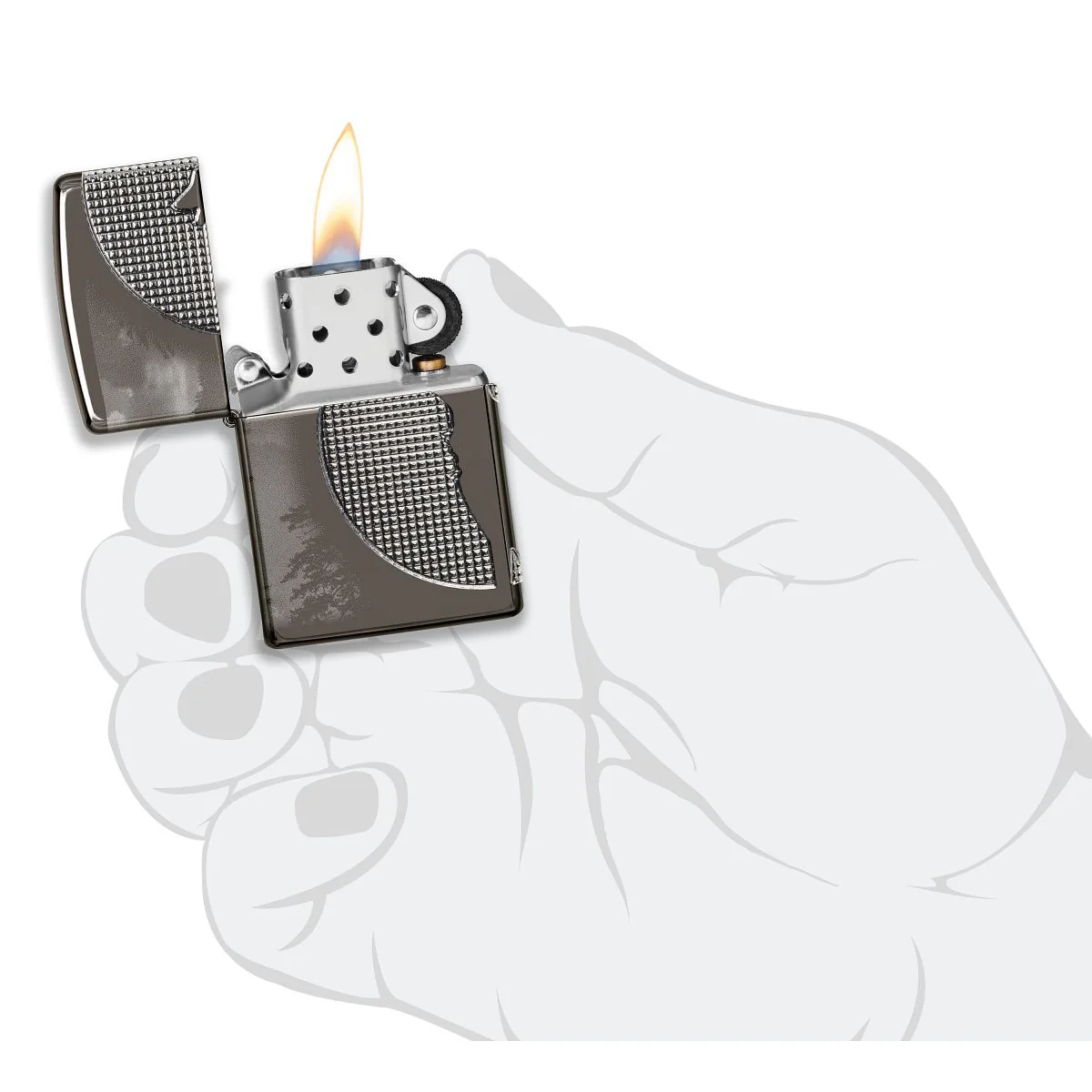 Zippo Lighter: Wolf Howling, Armor Multicut - High Polish Black Ice 49353 - Image 9