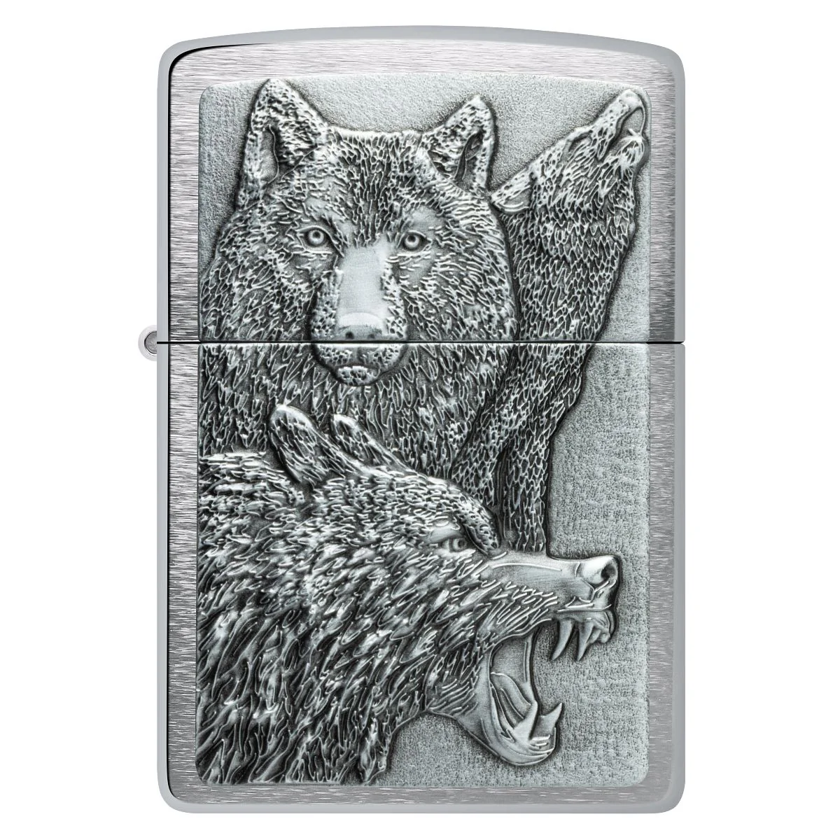 Zippo Lighter: Wolf Pack Emblem - Brushed Chrome 46960 - Image 3