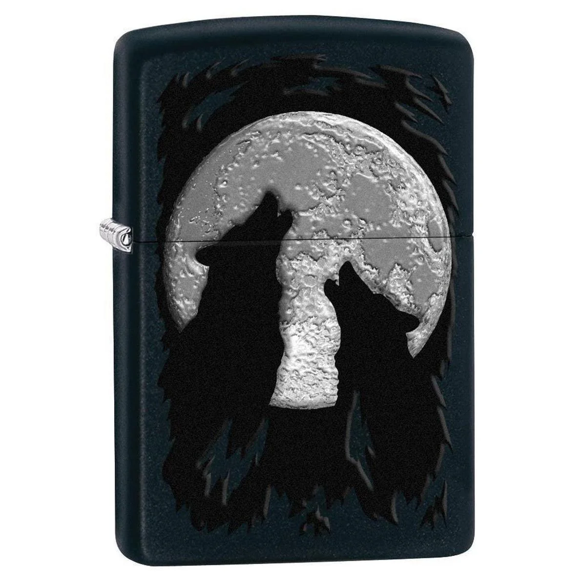 Zippo Lighter: Wolves Howling at the Moon - Black Matte 78660
