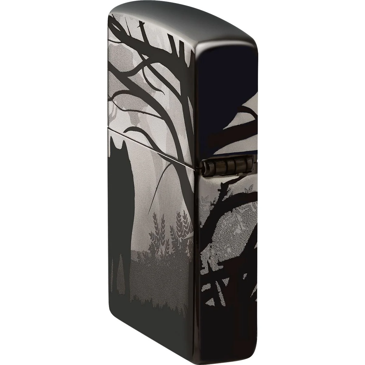 Zippo Lighter: Wolves in Trees, Photo Image 360 - Black Ice 49188 - Image 4