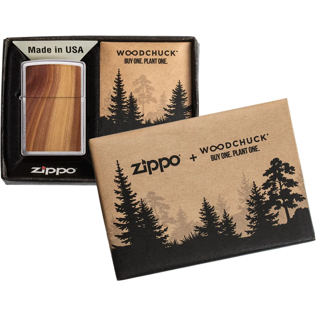 Zippo Lighter: Woodchuck Cedar Emblem - Brushed Chrome 29900 - Image 10