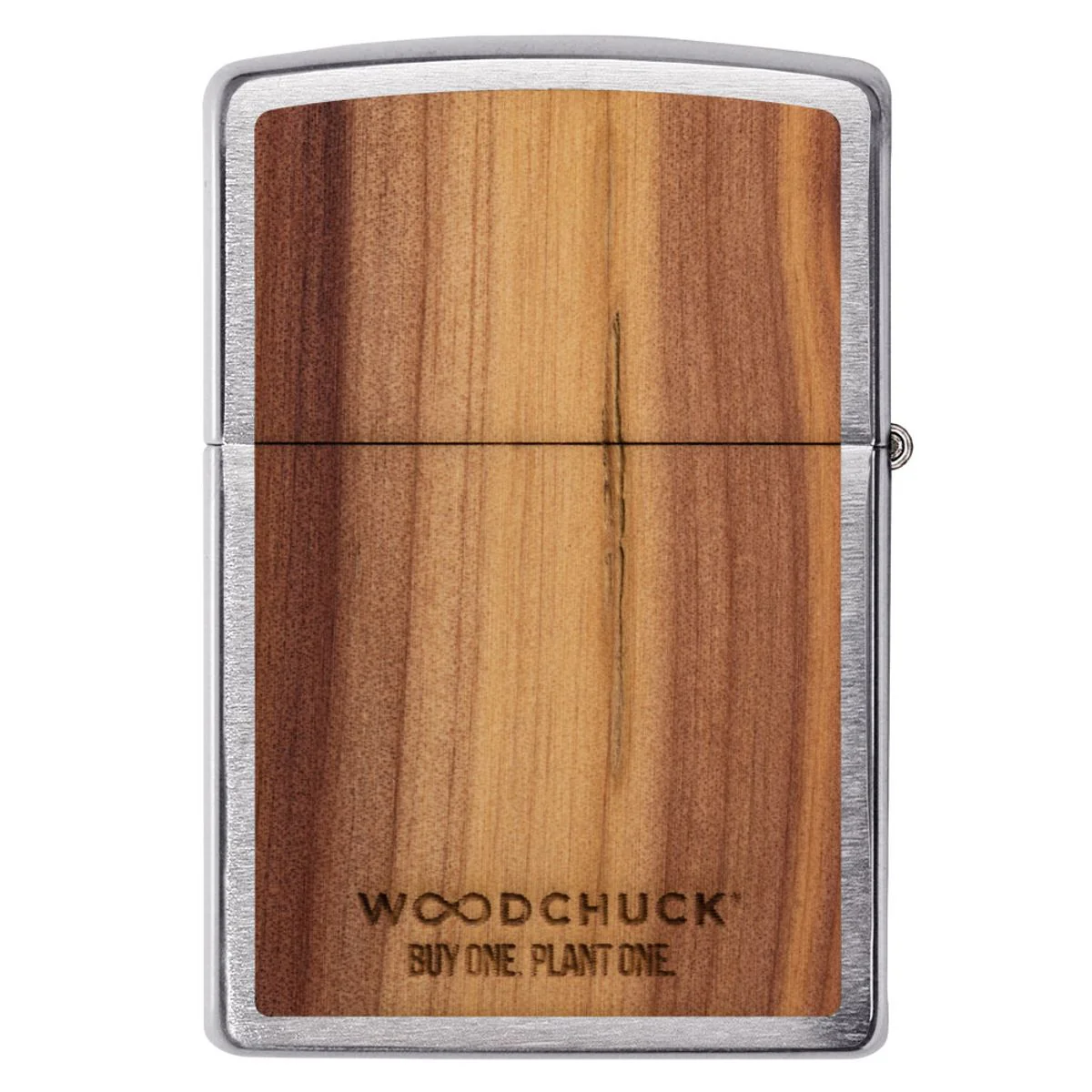 Zippo Lighter: Woodchuck Cedar Emblem - Brushed Chrome 29900 - Image 3