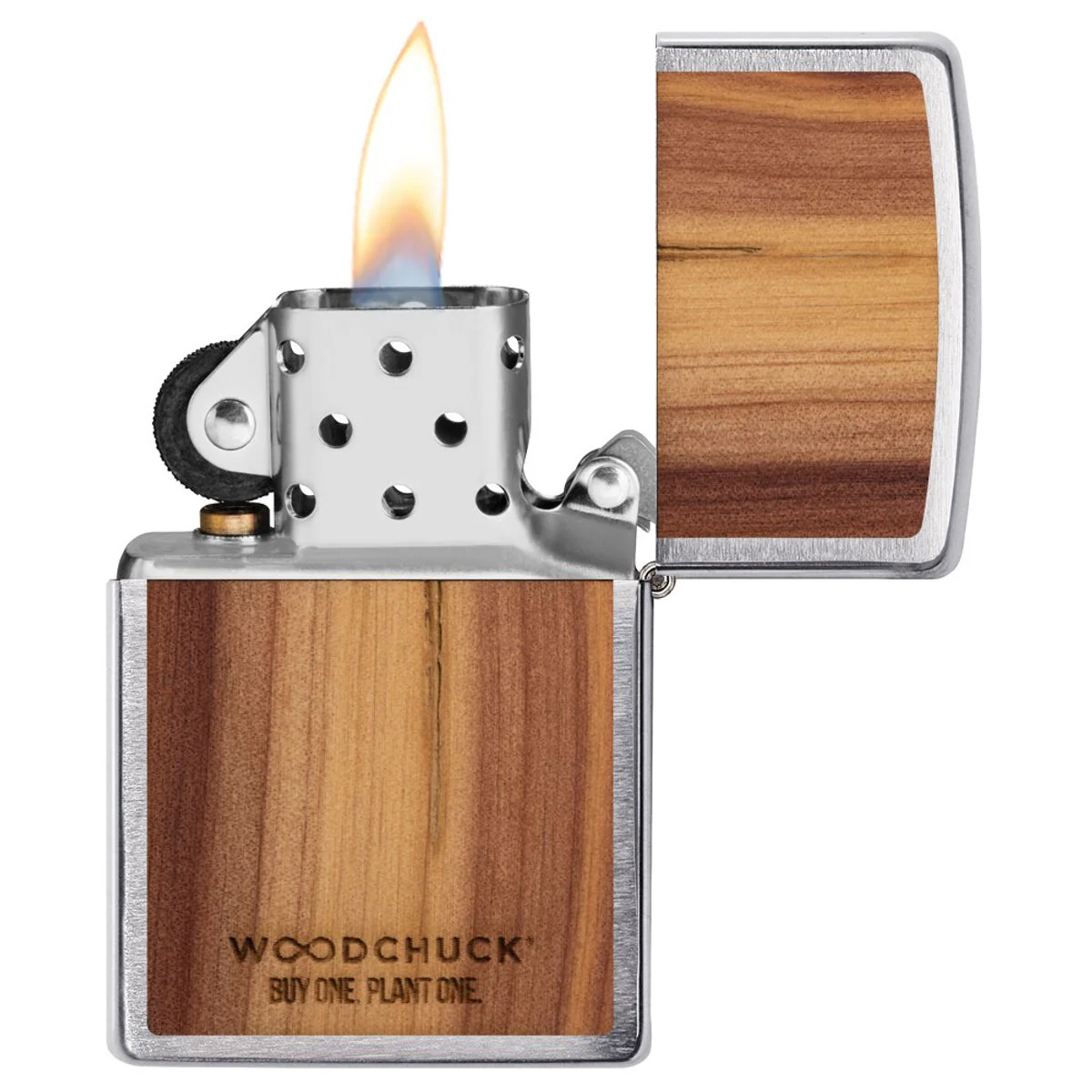 Zippo Lighter: Woodchuck Cedar Emblem - Brushed Chrome 29900 - Image 4