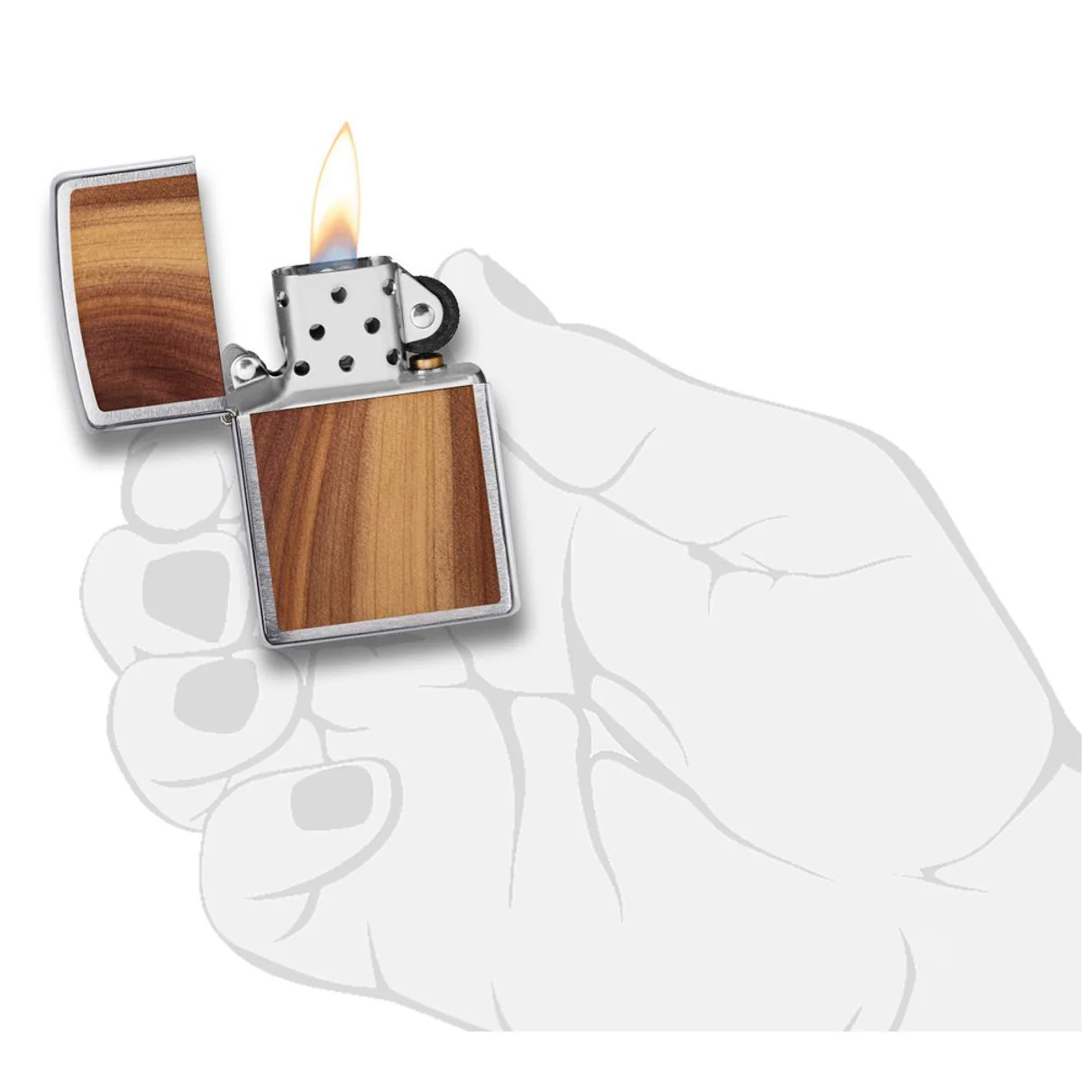 Zippo Lighter: Woodchuck Cedar Emblem - Brushed Chrome 29900 - Image 9