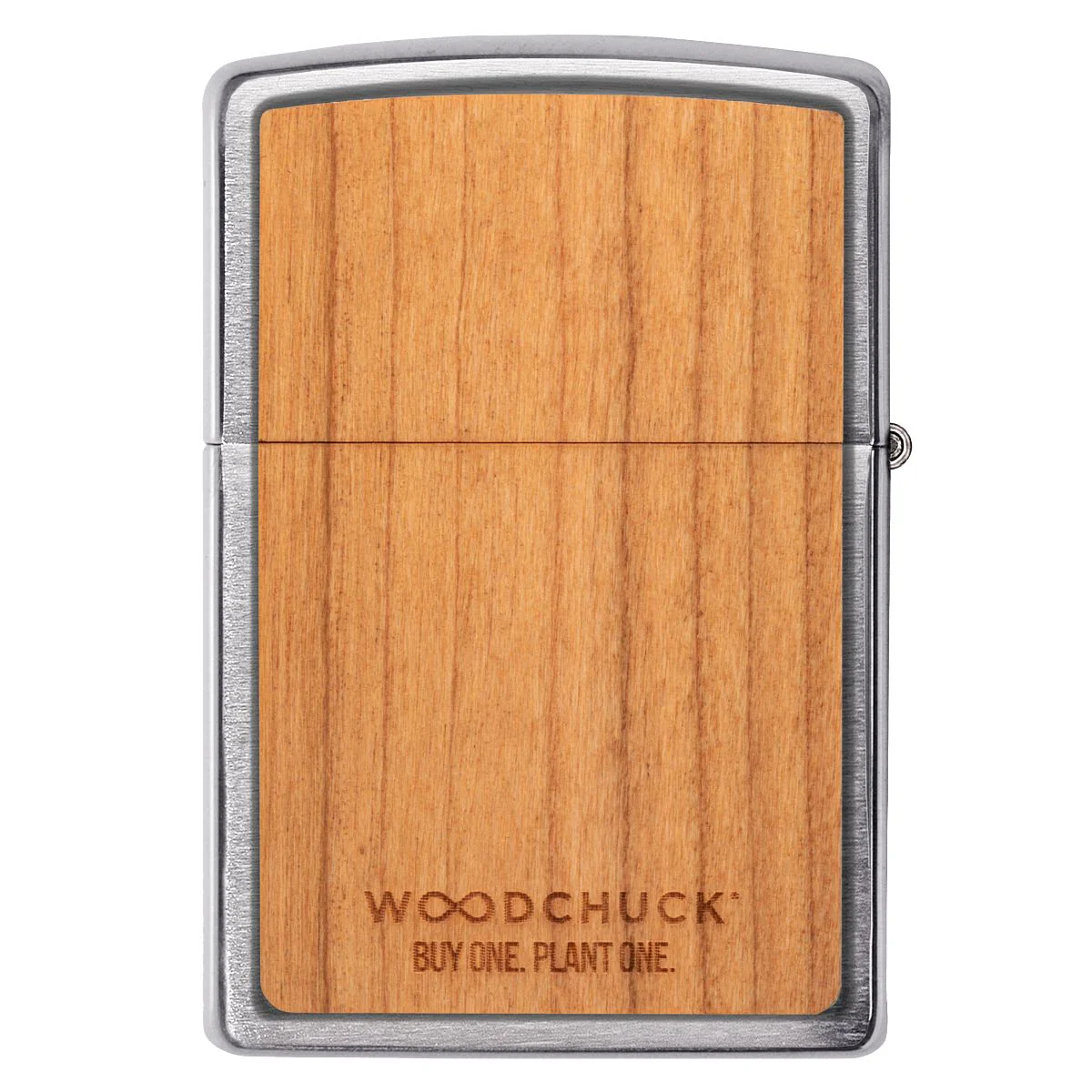 Zippo Lighter: Woodchuck Cherry with Tiger - Brushed Chrome 49707 - Image 3