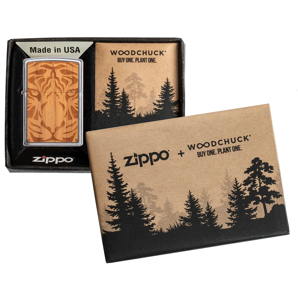 Zippo Lighter: Woodchuck Cherry with Tiger - Brushed Chrome 49707 - Image 8