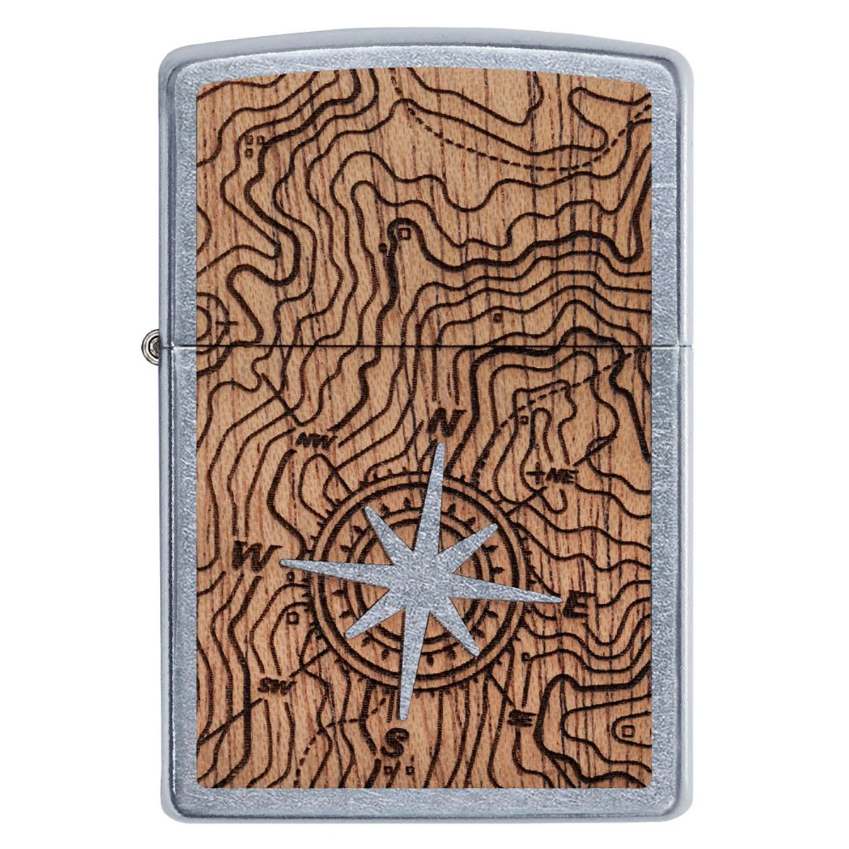 Zippo Lighter: Woodchuck Compass - Street Chrome 49055 - Image 3