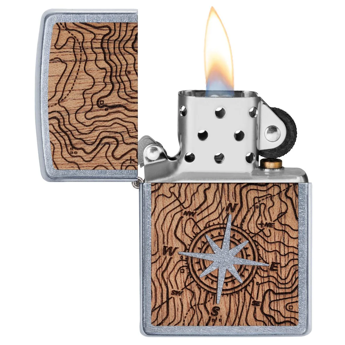 Zippo Lighter: Woodchuck Compass - Street Chrome 49055 - Image 4
