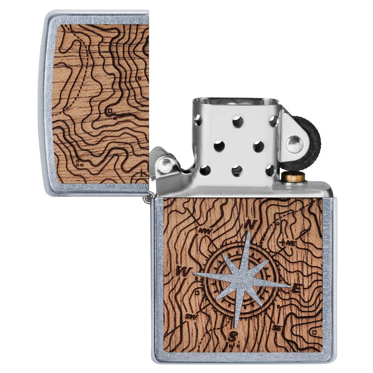Zippo Lighter: Woodchuck Compass - Street Chrome 49055 - Image 5