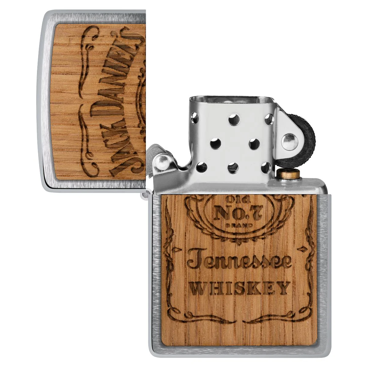 Zippo Lighter: Woodchuck Jack Daniel's - Brushed Chrome 48392 - Image 7